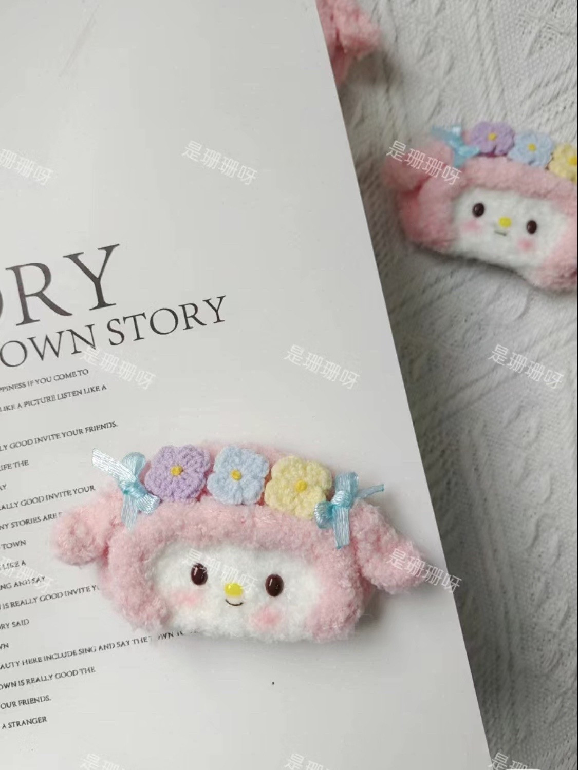 Cute Crochet Hat with Flowers and Ribbon Detail