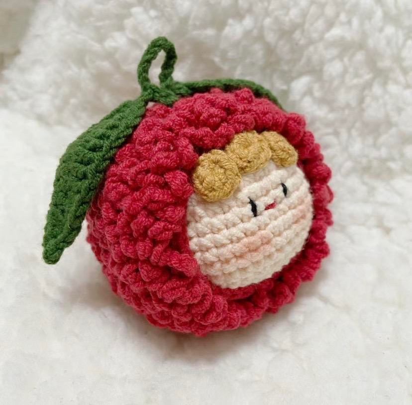 Cute Crochet Lychee with Face Pattern for Beginners