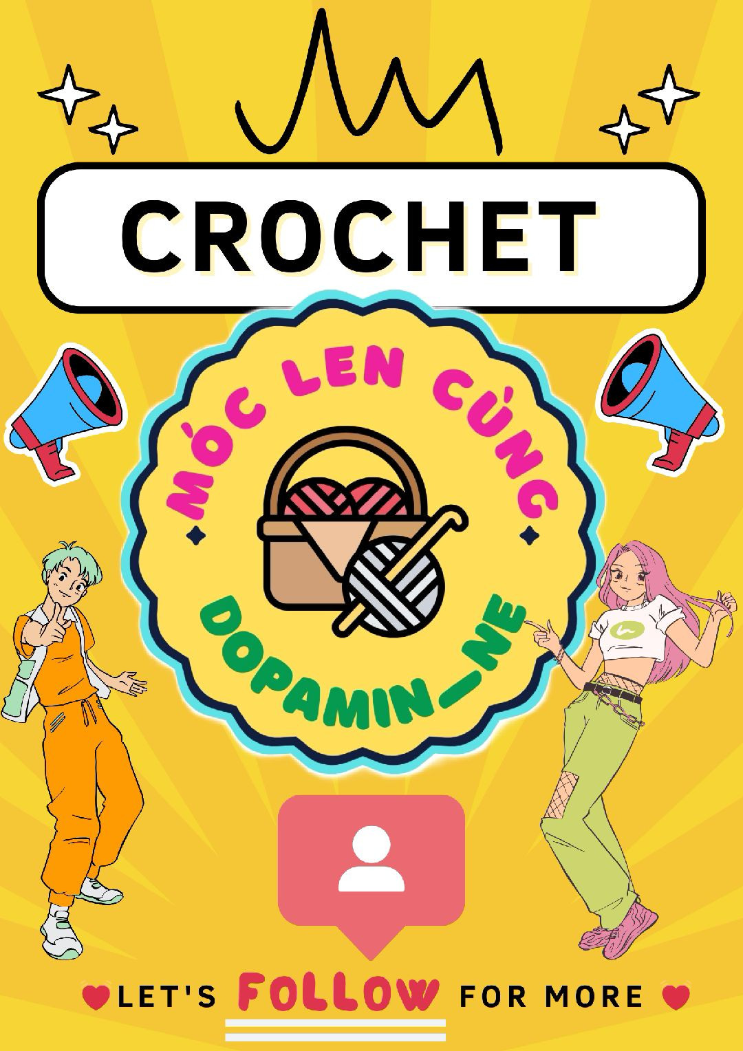 Cute Crochet Orange Character with Green Skirt