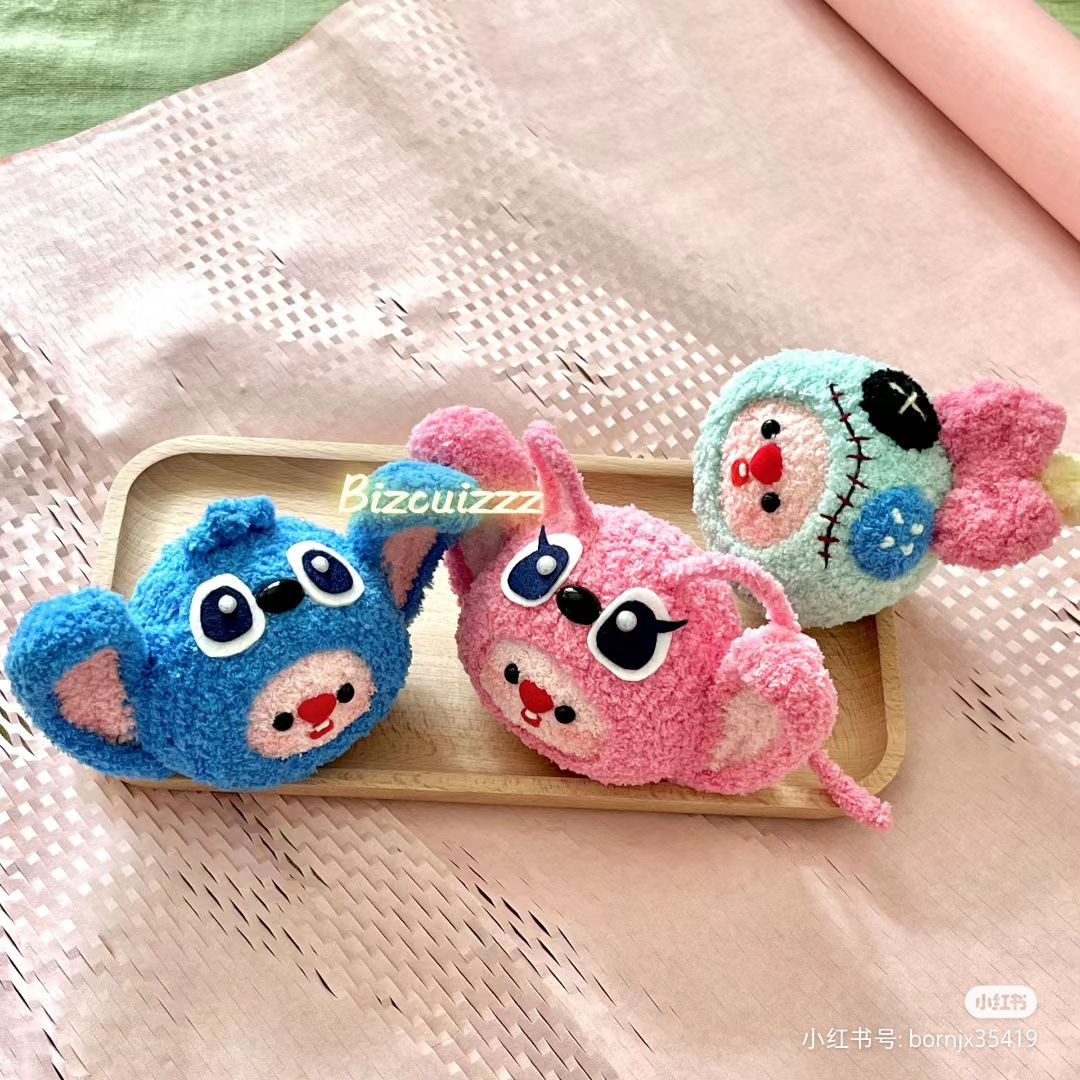 Cute Crochet Plushie with Colorful Bow and Button Details