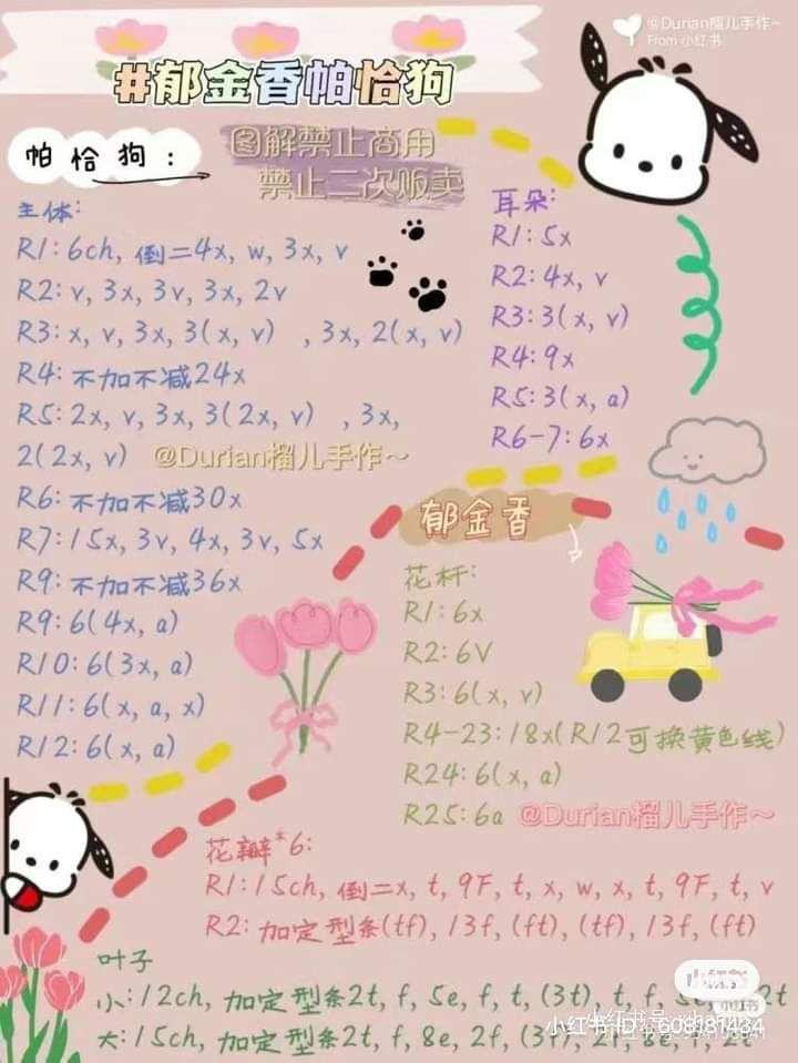 Cute Crochet Tulip Keychain with Adorable Character Inside