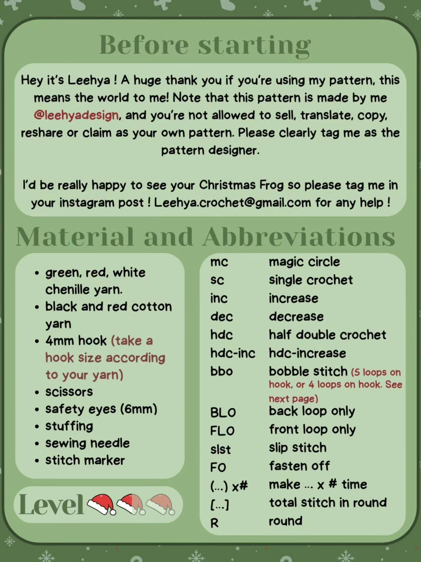 Cute Frog Amigurumi with Santa Hat Crochet Free Pattern