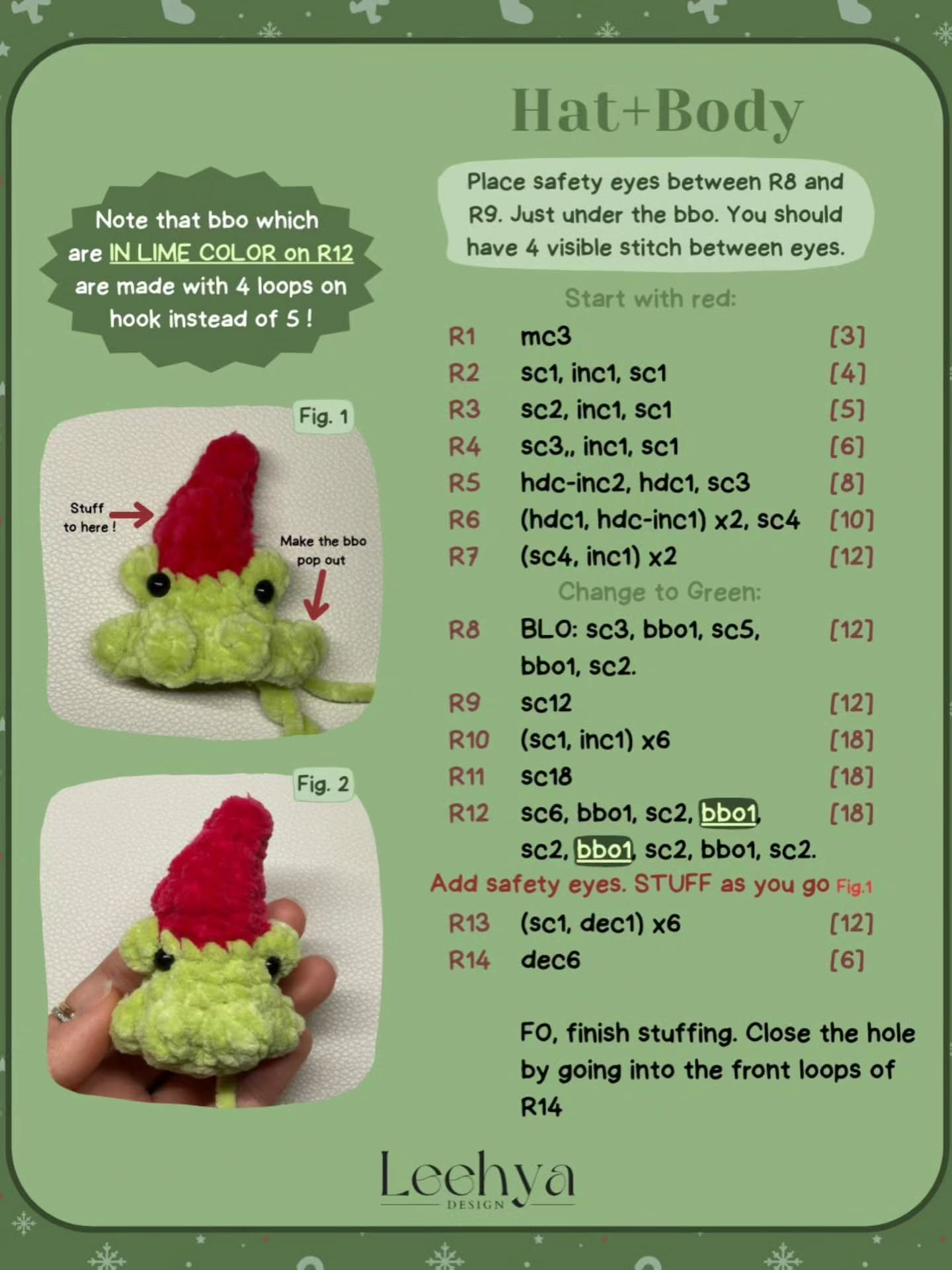 Cute Frog Amigurumi with Santa Hat Crochet Free Pattern
