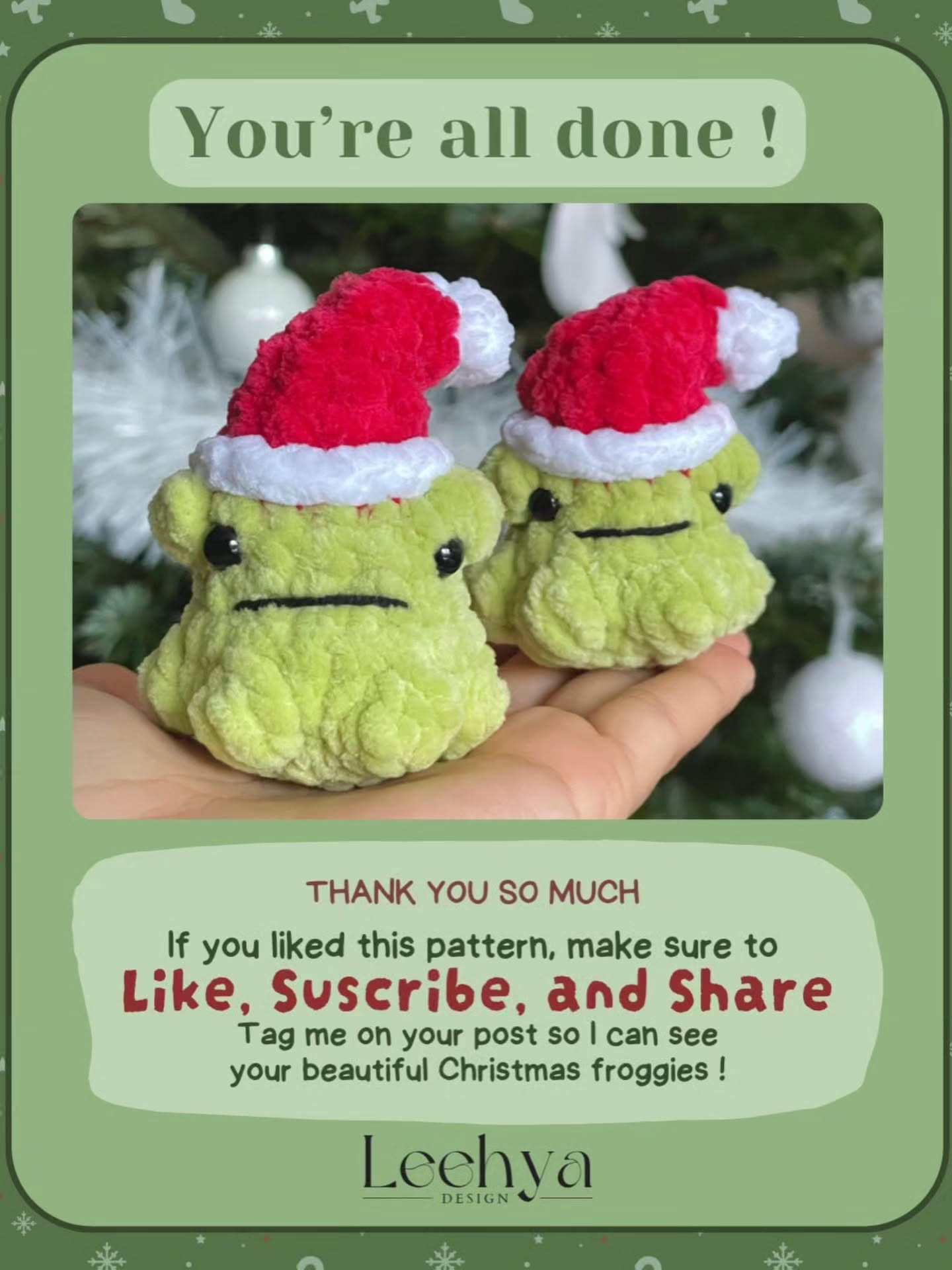 Cute Frog Amigurumi with Santa Hat Crochet Free Pattern