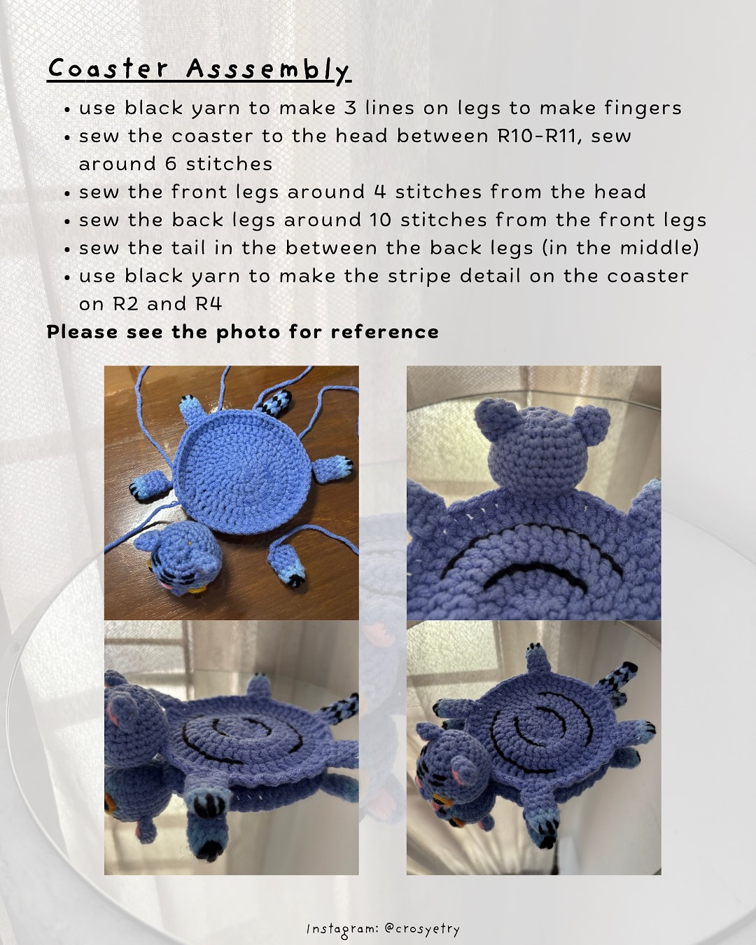 Cute K-Pop Inspired Crochet Coaster with Bonus Santa Hat