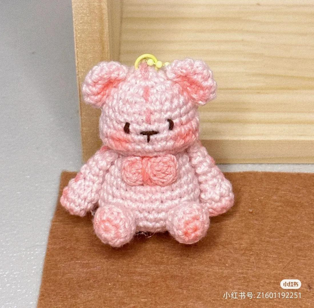 Cute Pink Crochet Bear with Bow Pattern