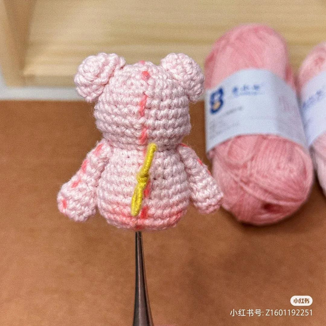 Cute Pink Crochet Bear with Bow Pattern
