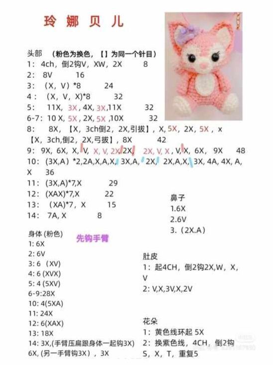 Cute Pink Fox Crochet Keychain Pattern