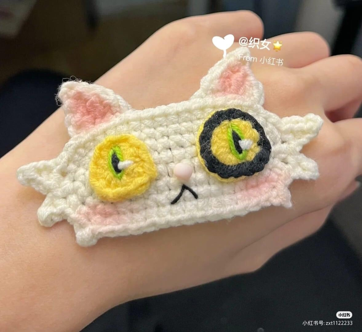 Cute Yellow Crochet Creature Sleeping on the Sofa