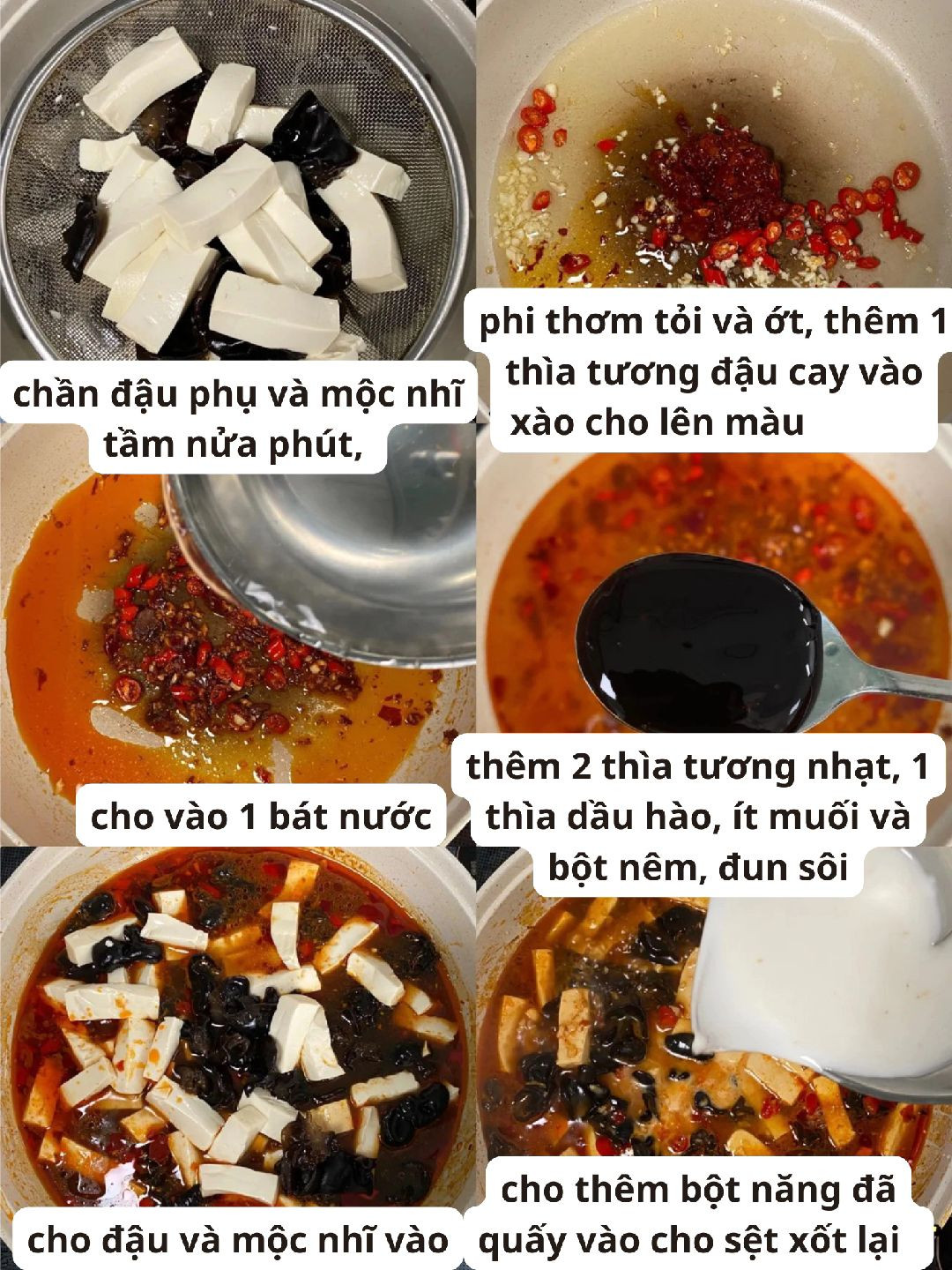 Đậu phụ mộc nhĩ sốt cay đậm đà hấp dẫn