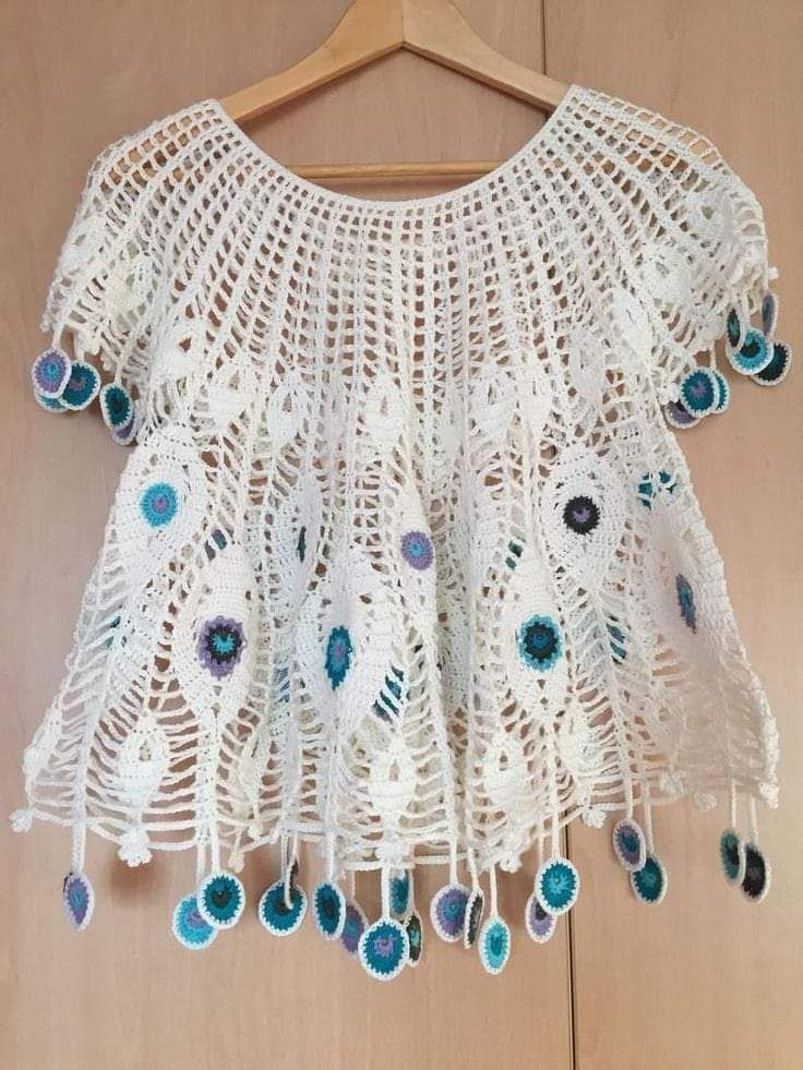 Elegant Crochet Cardigan with Ruffled Edges and Bow Detail