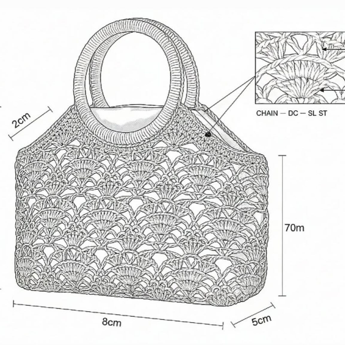 Elegant Crochet Handbag with Floral Pattern Design