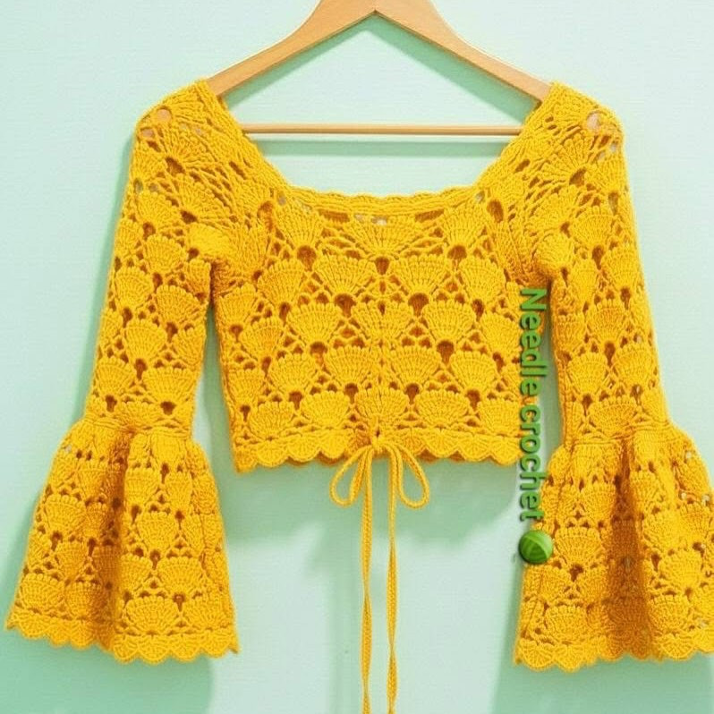 Elegant Crochet Lace Top with Bell Sleeves Pattern