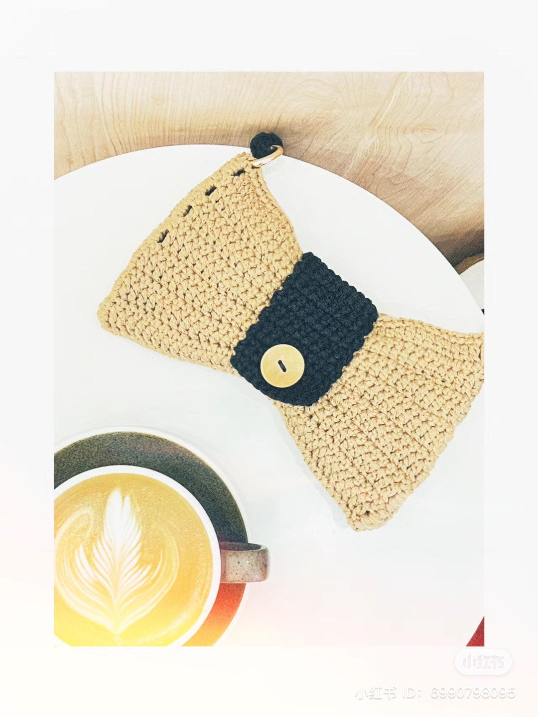 Elegant Handmade Crochet Bag with Wooden Button Accent