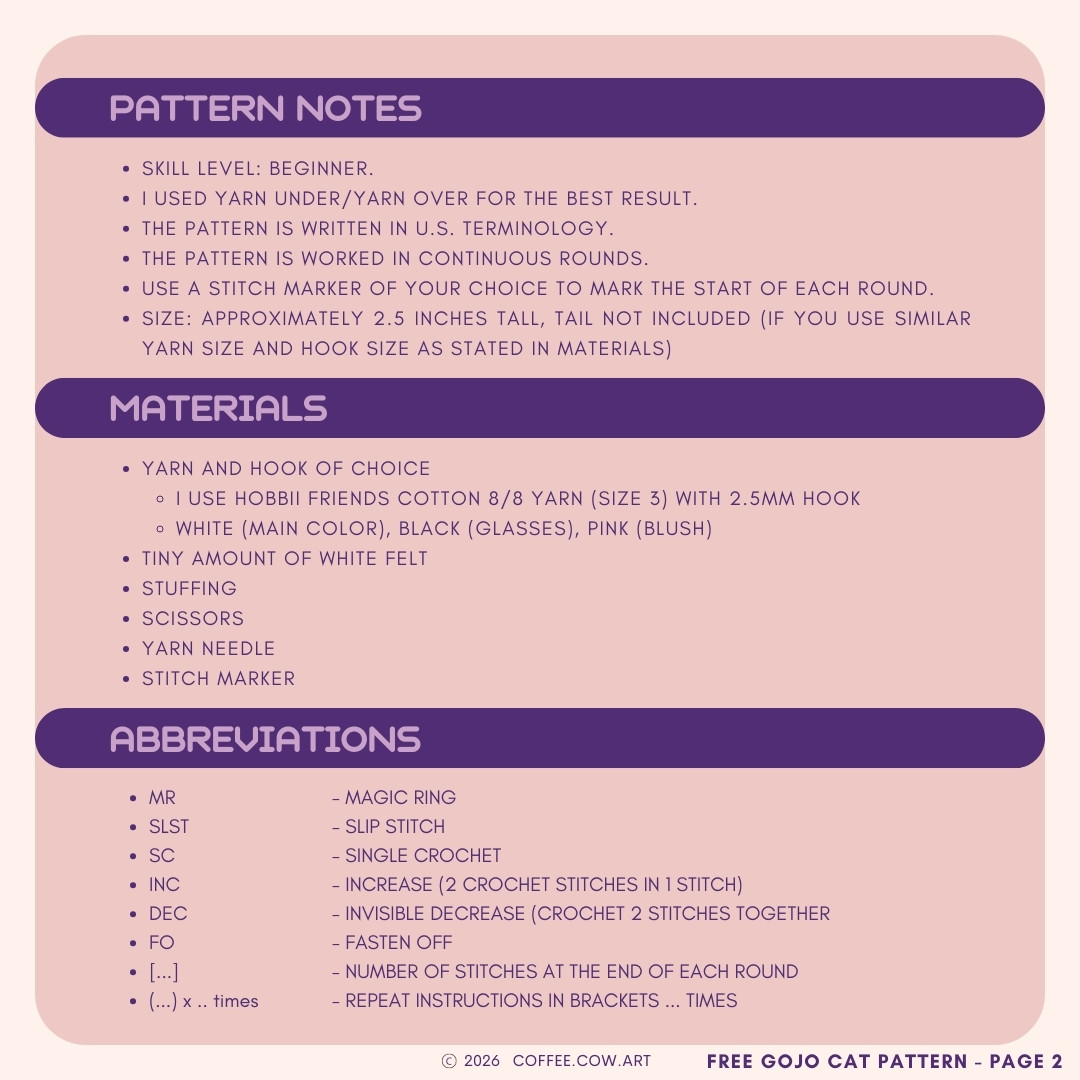 Free Crochet Pattern: Cute Gojo Cat Amigurumi Design