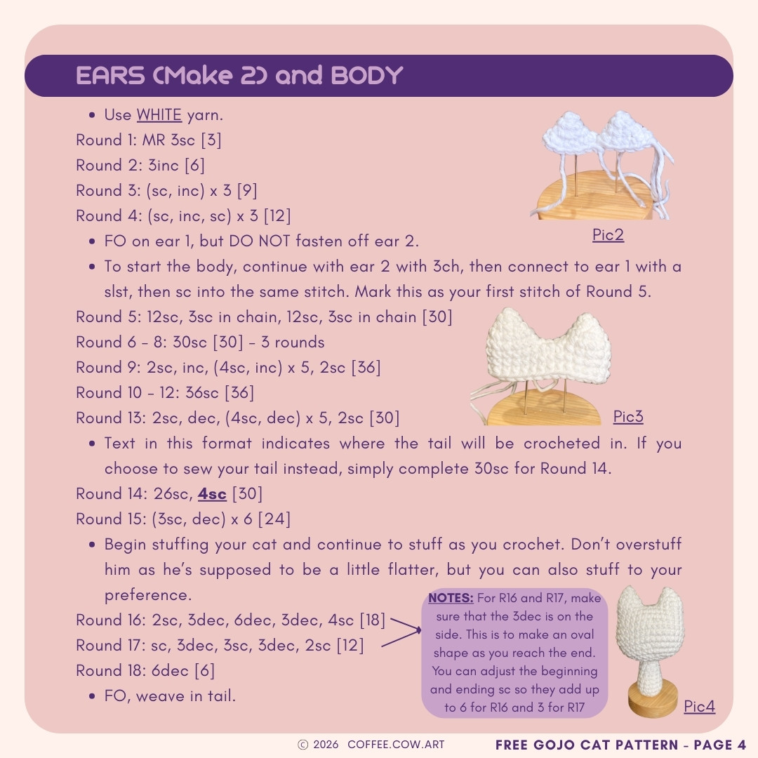 Free Crochet Pattern: Cute Gojo Cat Amigurumi Design
