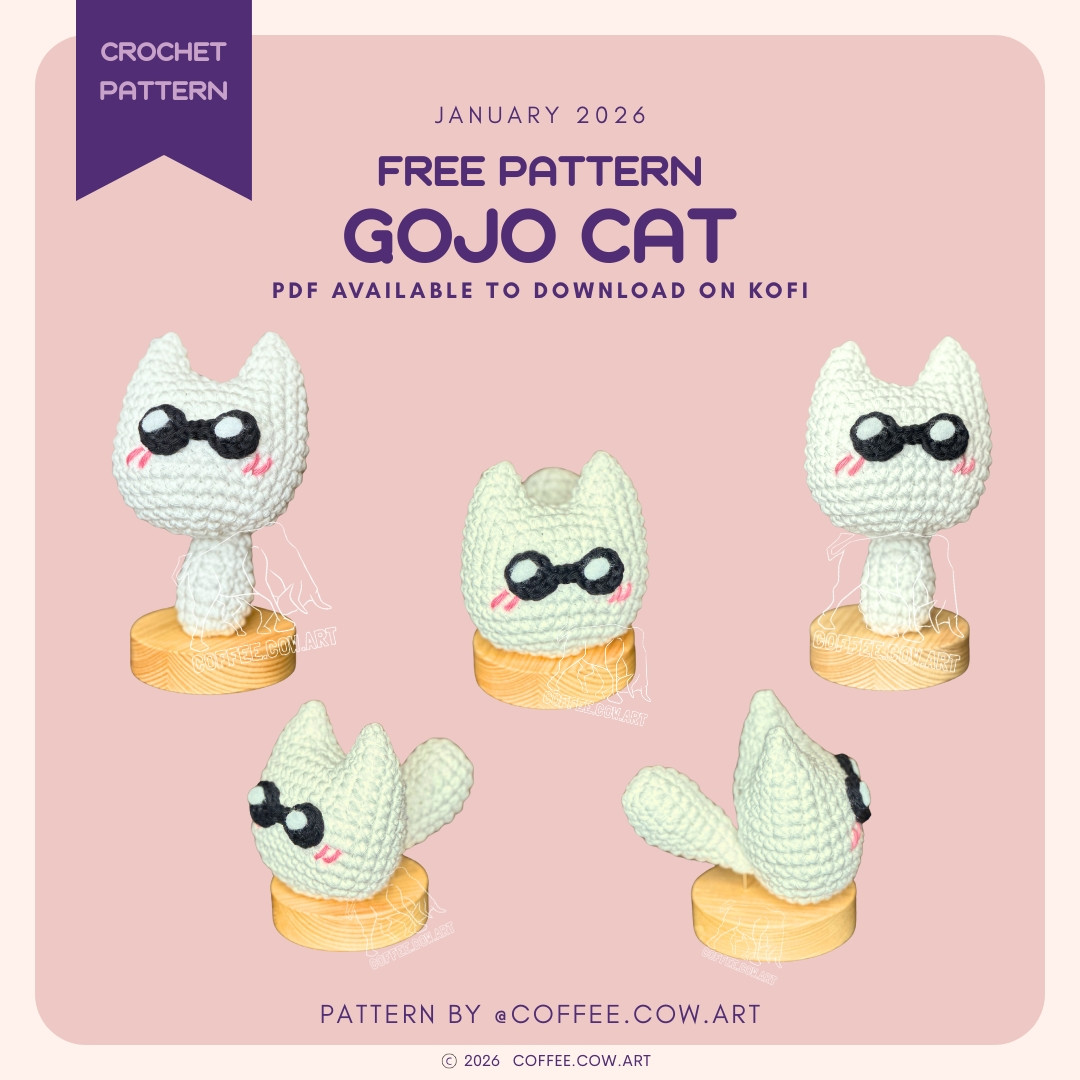 Free Crochet Pattern: Cute Gojo Cat Amigurumi Design