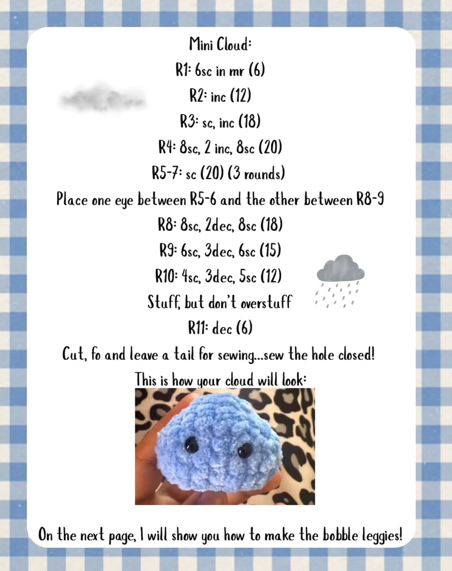 Free Crochet Pattern for Teeny Tiny Grey Jellycat-inspired Cloud