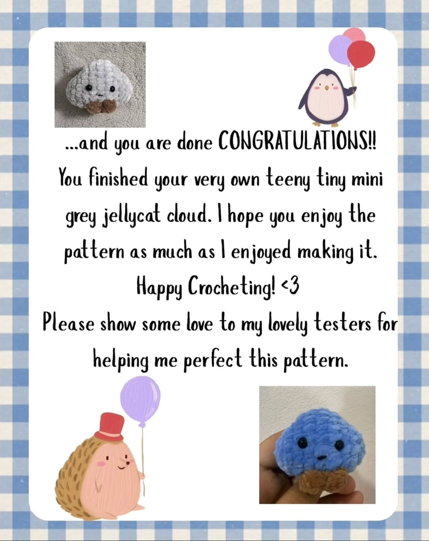 Free Crochet Pattern for Teeny Tiny Grey Jellycat-inspired Cloud