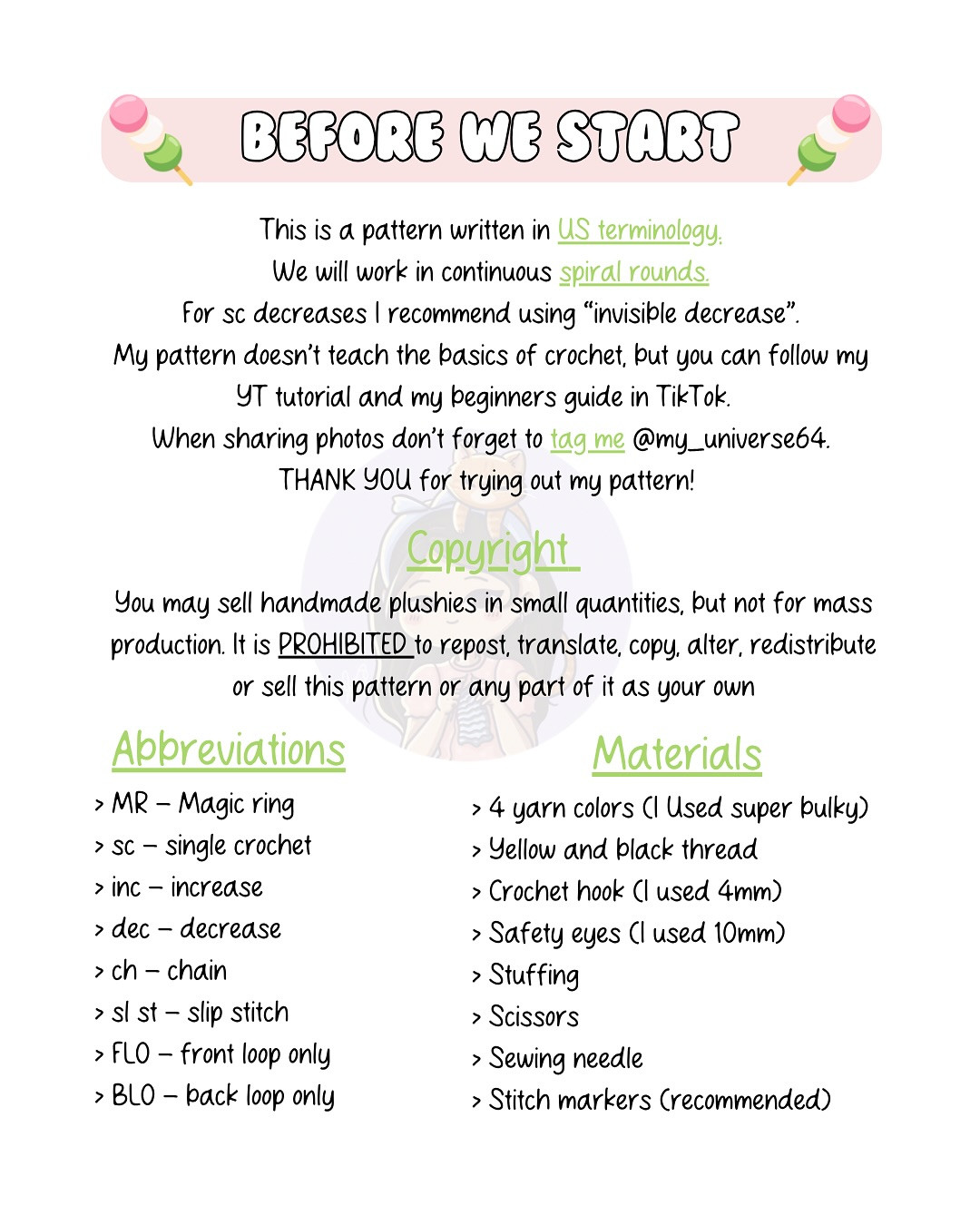 Free Crochet Pattern: No-Sew Cute Dango Plushie Keychain