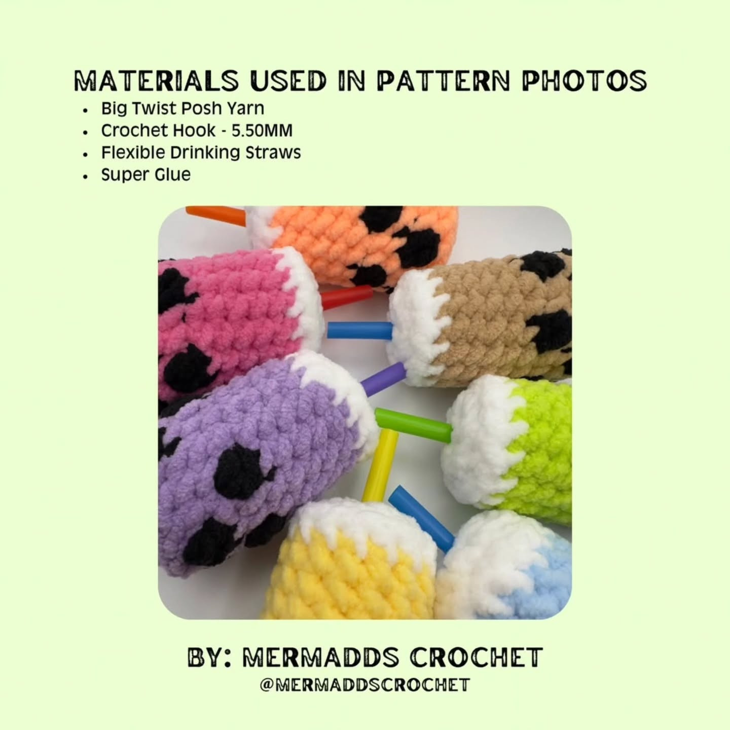 Free Pattern for No Sew Mini Crochet Boba Cups