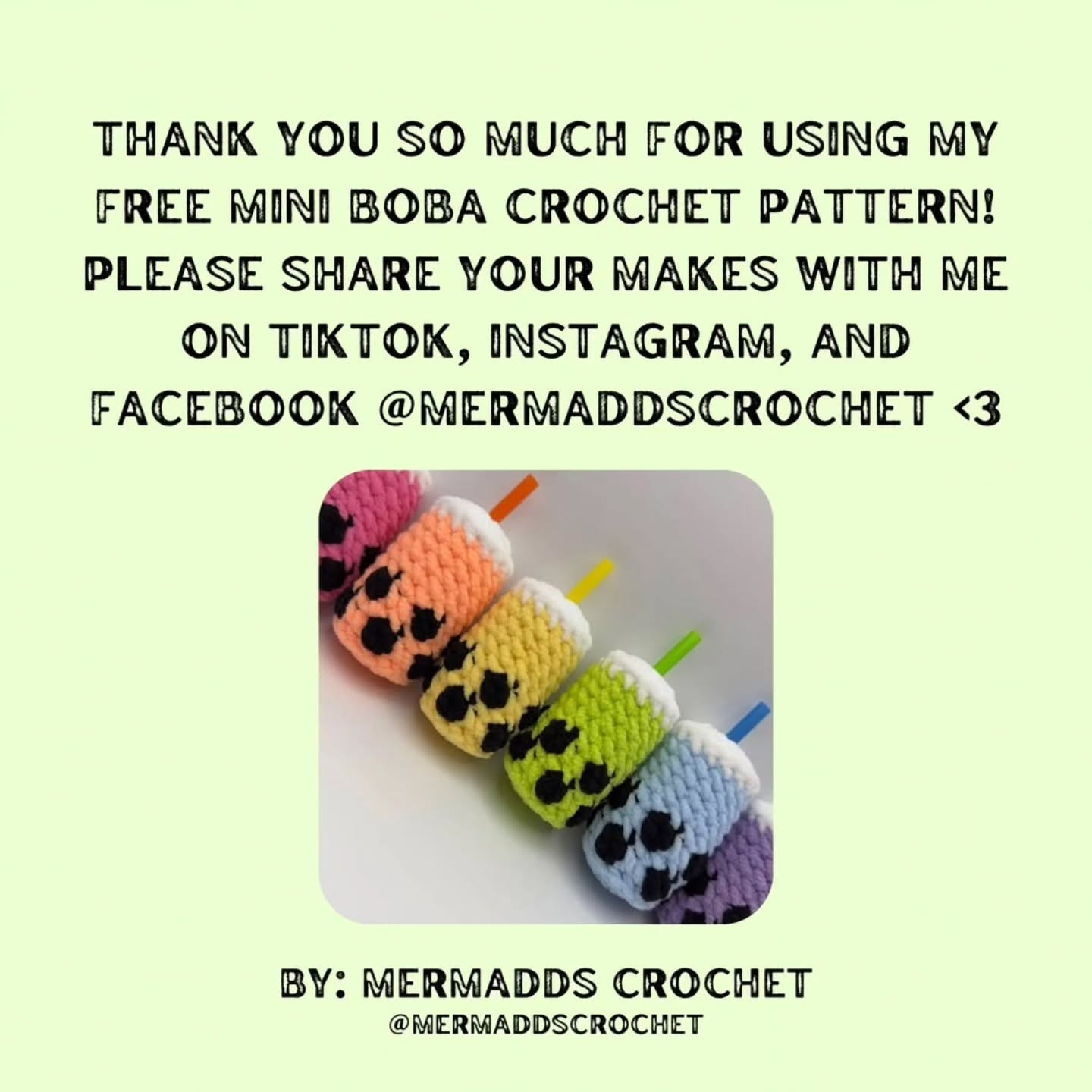 Free Pattern for No Sew Mini Crochet Boba Cups
