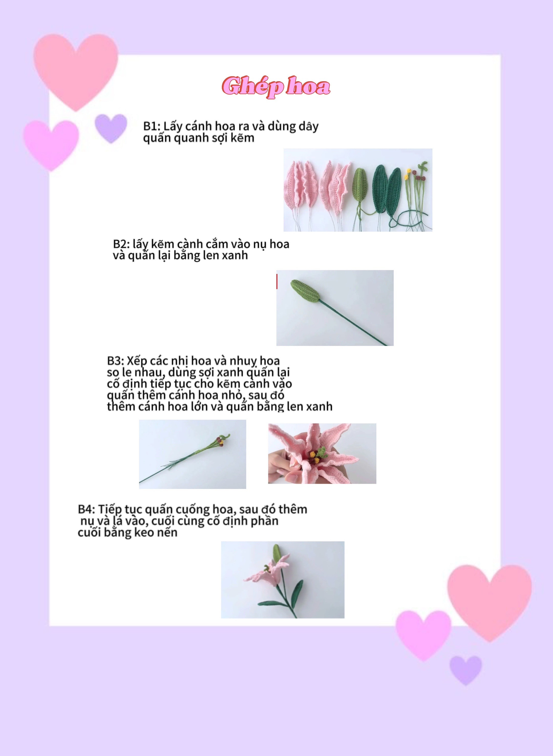 Hướng dẫn móc hoa lily với họa tiết cánh hoa tinh tế