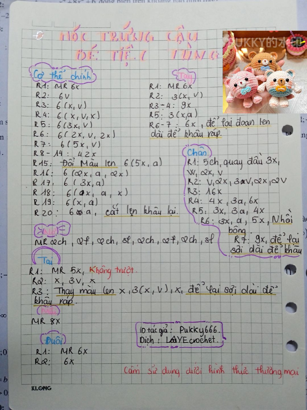 Hướng dẫn móc len ba chú gấu dễ thương và đầy màu sắc