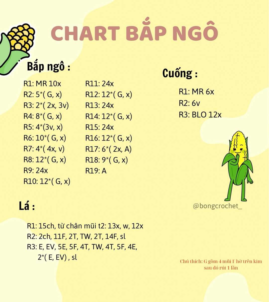 Hướng dẫn móc len bắp ngô dễ thương và sáng tạo