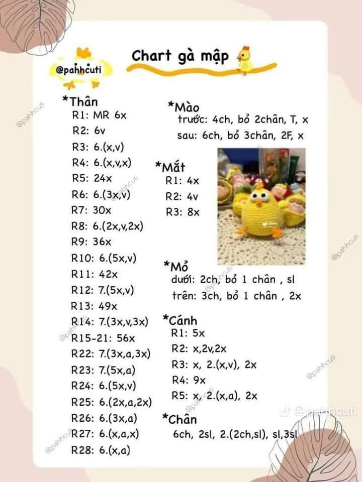 Hướng dẫn móc len chú gà con dễ thương từ len màu vàng