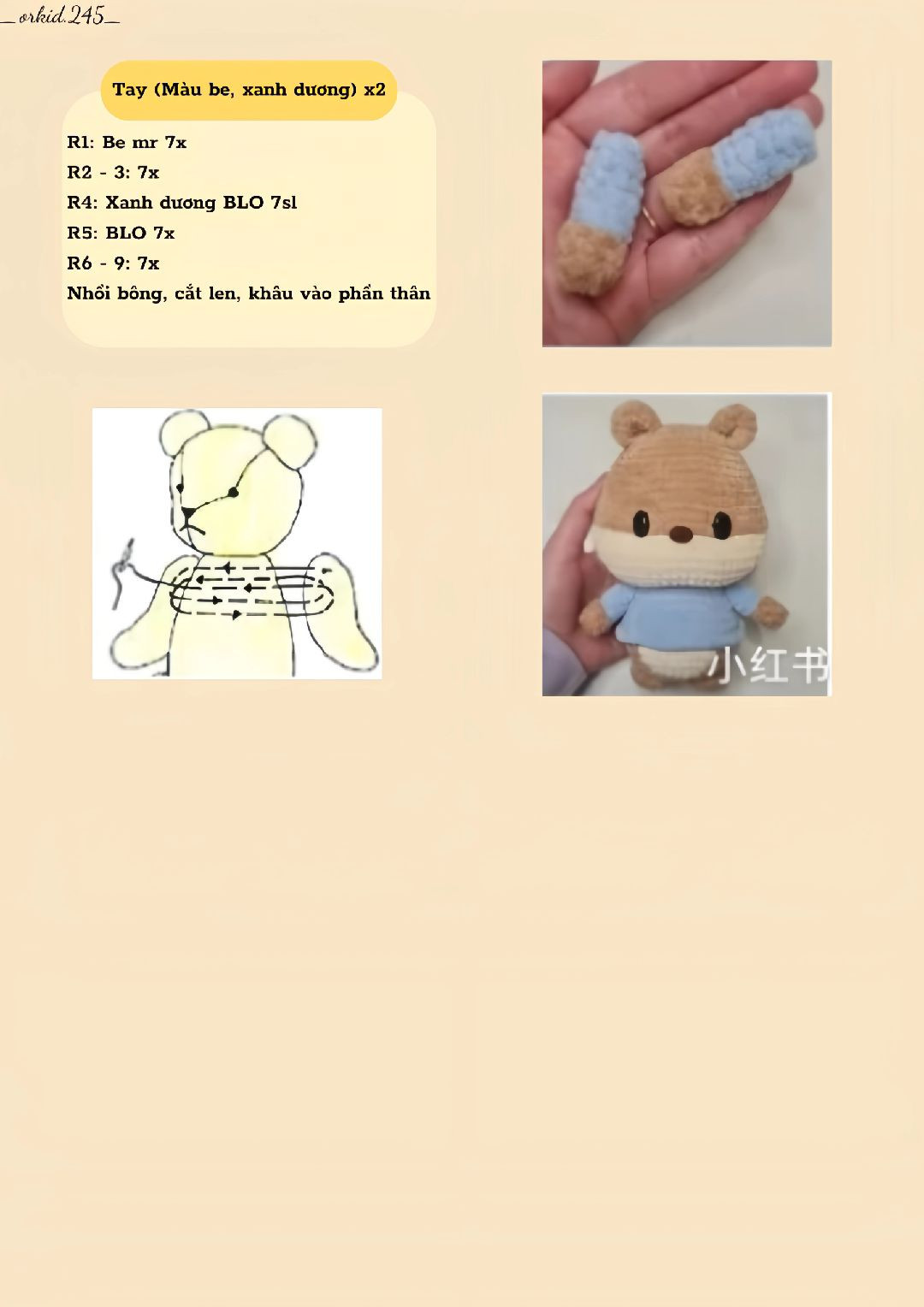 Hướng dẫn móc len gấu bông đáng yêu cho người mới bắt đầu