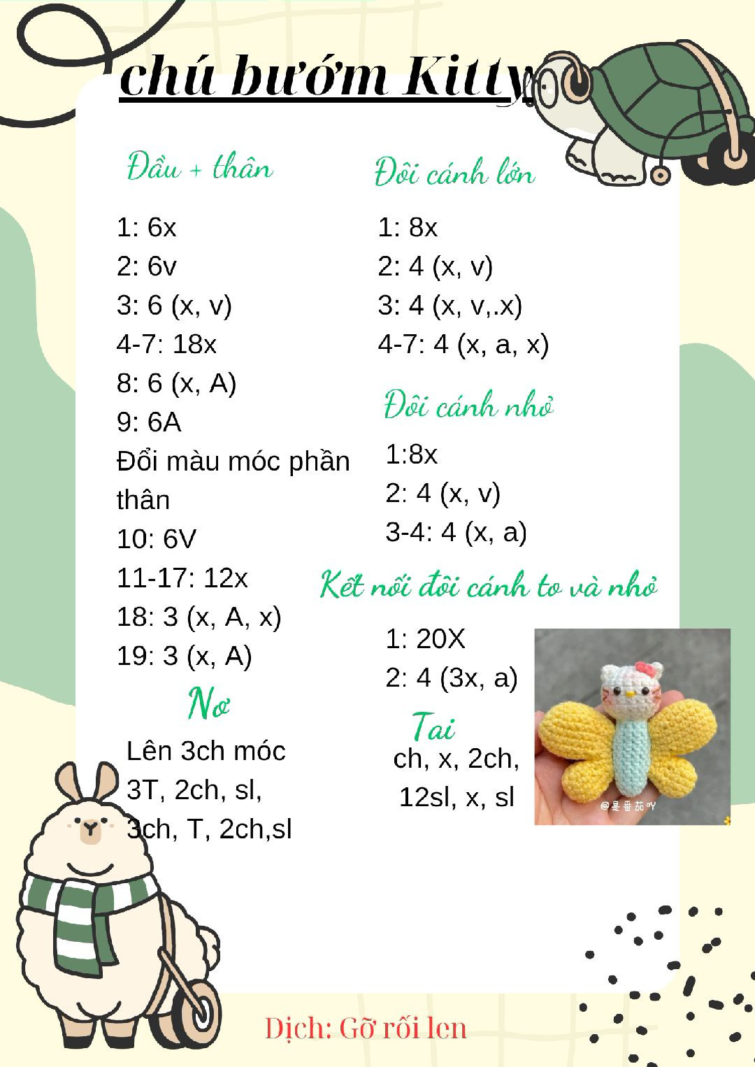 Hướng dẫn móc len hình mèo bướm dễ thương và đơn giản