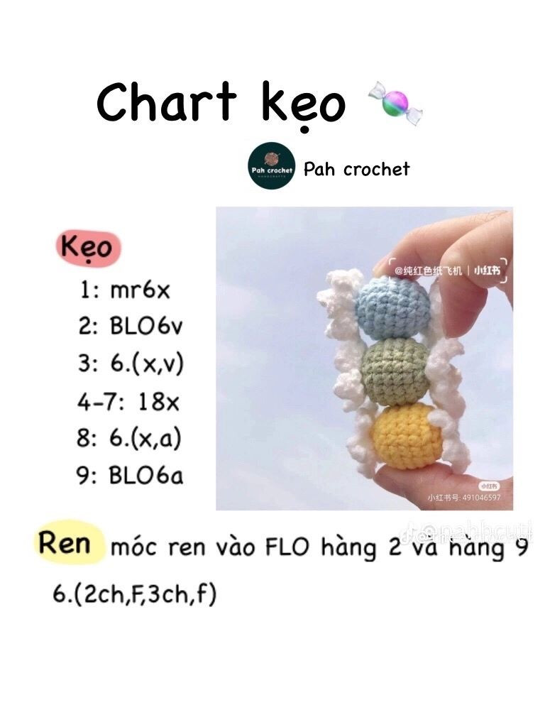 Hướng dẫn móc len kẹo ngọt dễ thương nhiều màu sắc rực rỡ