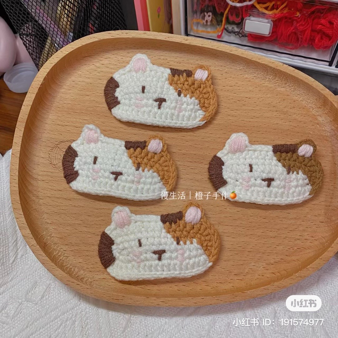 Hướng dẫn móc len kẹp tóc hình mèo tam hoa dễ thương