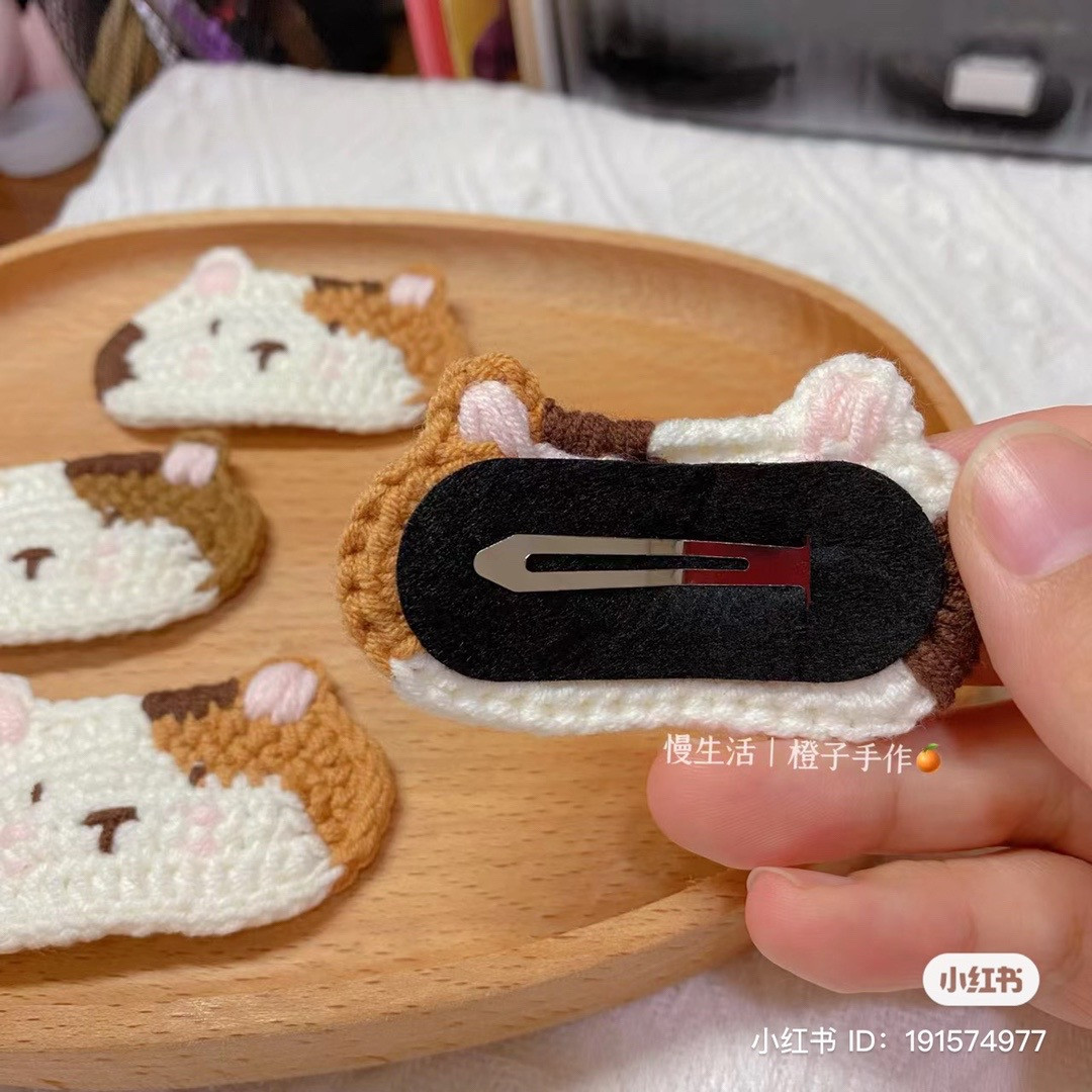 Hướng dẫn móc len kẹp tóc hình mèo tam hoa dễ thương