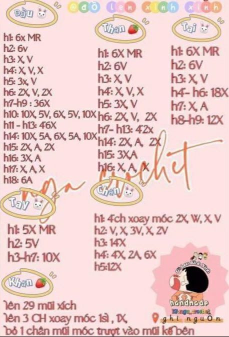 Hướng dẫn móc len thỏ dễ thương hình dâu tây và táo