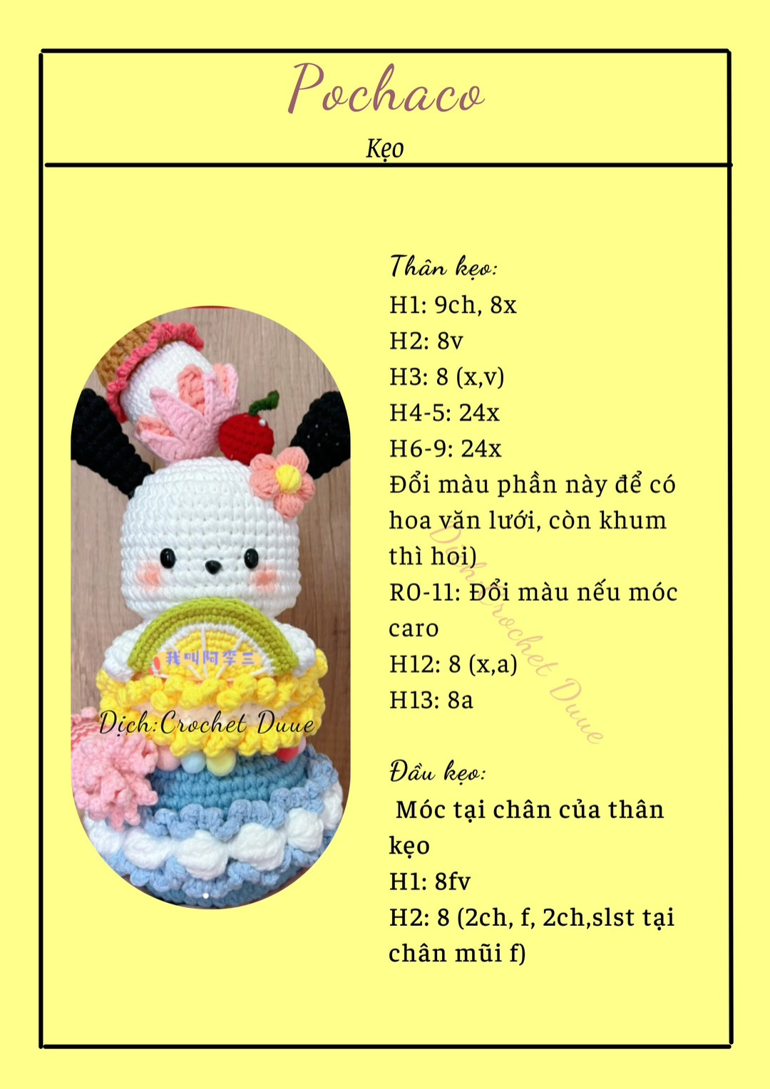 Hướng dẫn móc len thú bông dễ thương với trái cây