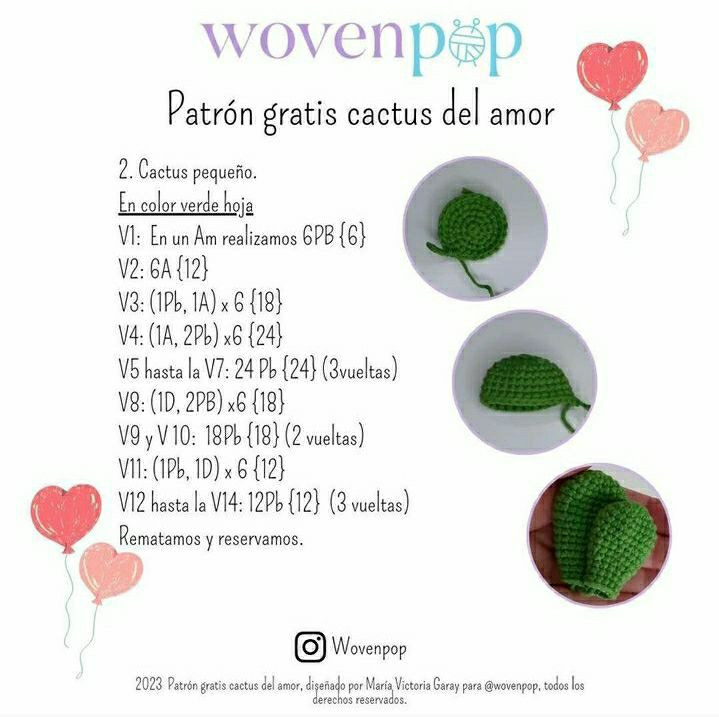 Llavero de cactus del amor tejido a mano, patrón gratuito