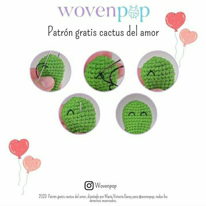 Llavero de cactus del amor tejido a mano, patrón gratuito