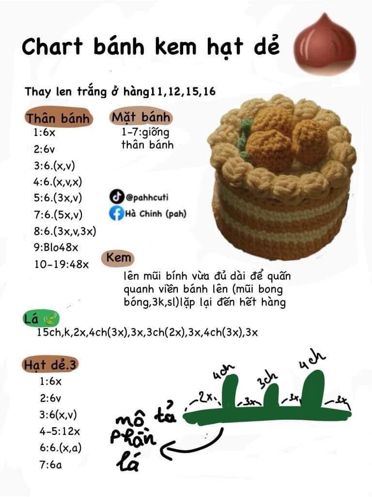 Mẫu bánh sinh nhật móc len trang trí hoa và nơ