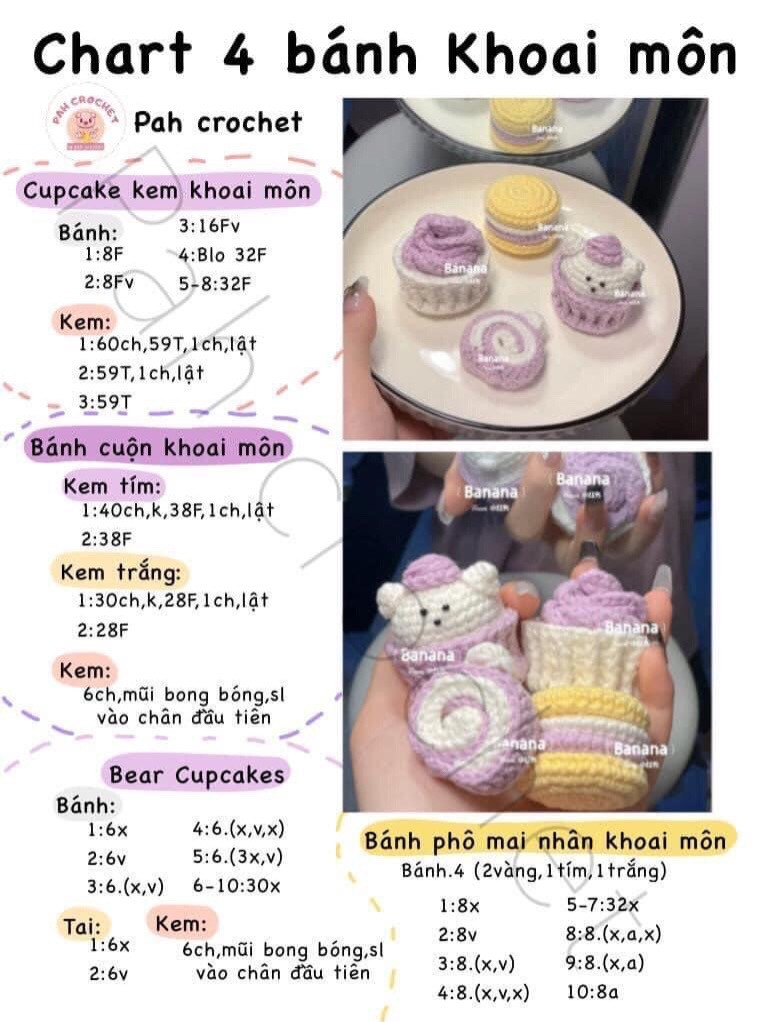 Mẫu bánh sinh nhật móc len trang trí hoa và nơ