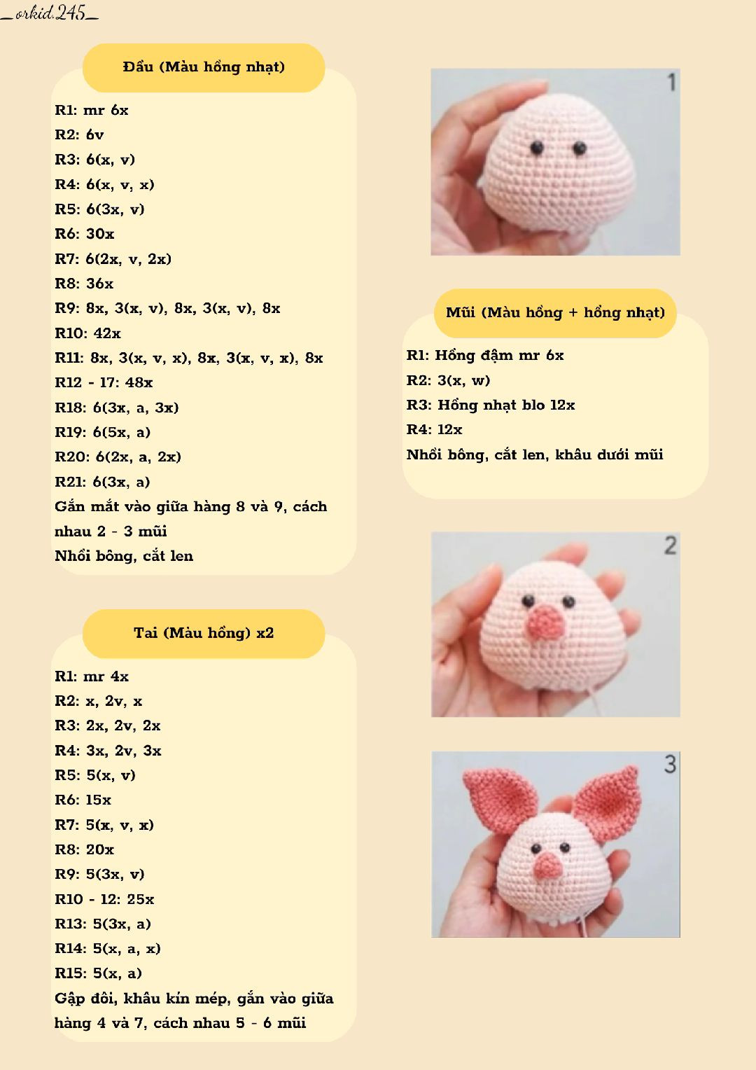 Mẫu móc len chú lợn con trong vườn hoa đầy màu sắc