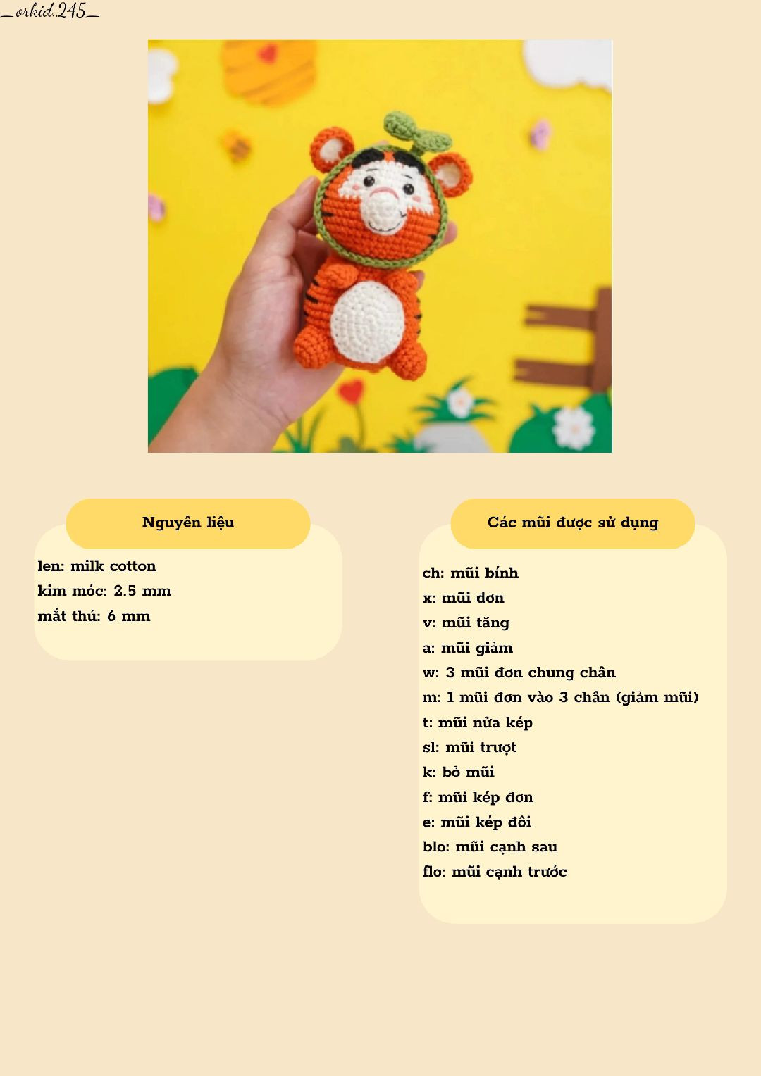 Mẫu móc len thú bông hổ đáng yêu dễ thương