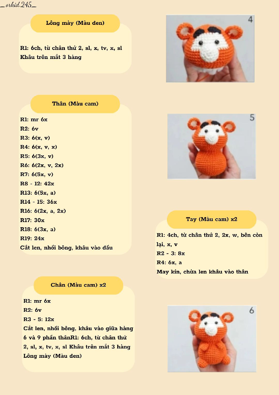 Mẫu móc len thú bông hổ đáng yêu dễ thương