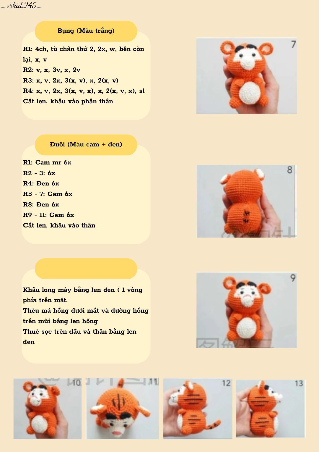 Mẫu móc len thú bông hổ đáng yêu dễ thương