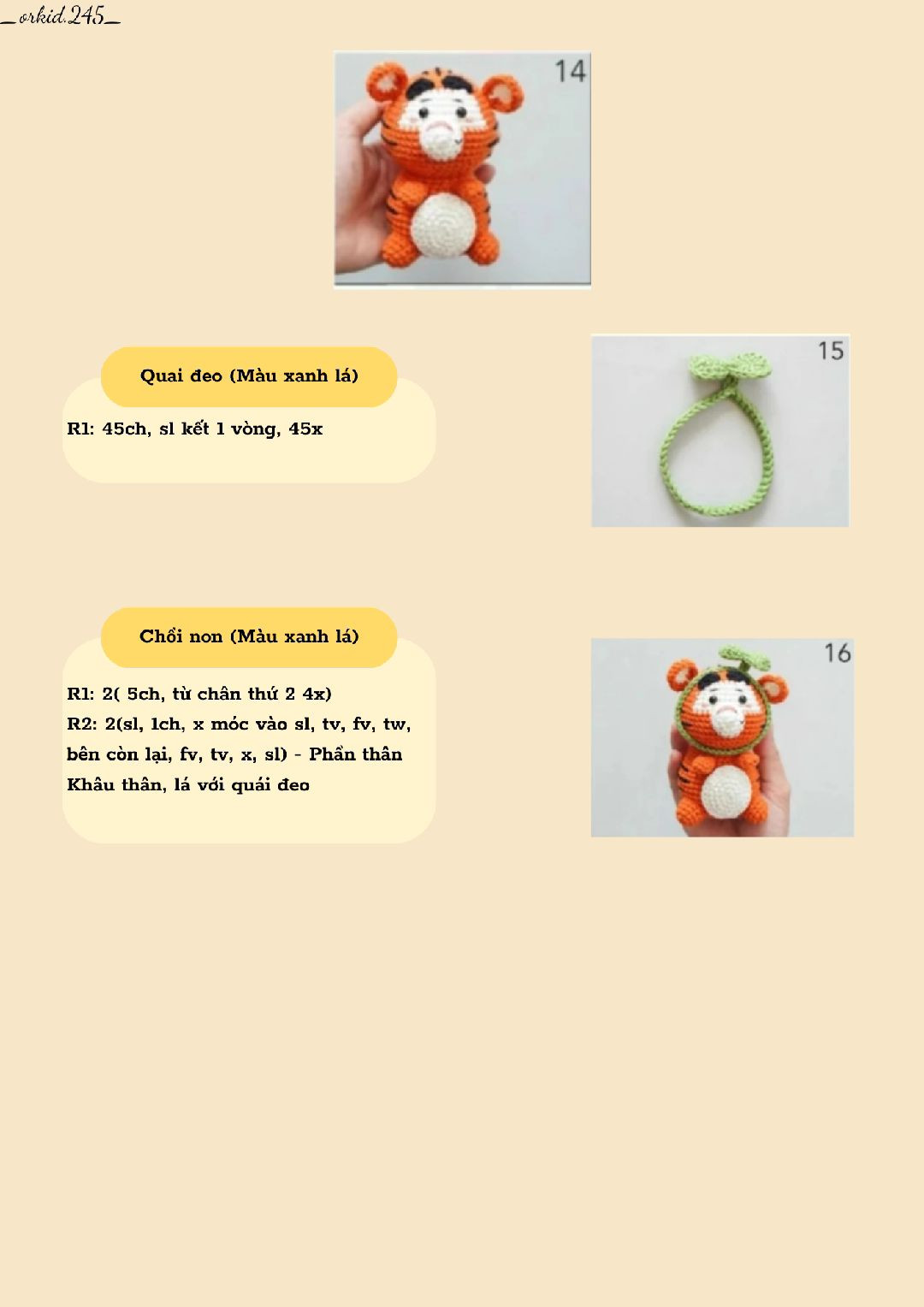 Mẫu móc len thú bông hổ đáng yêu dễ thương