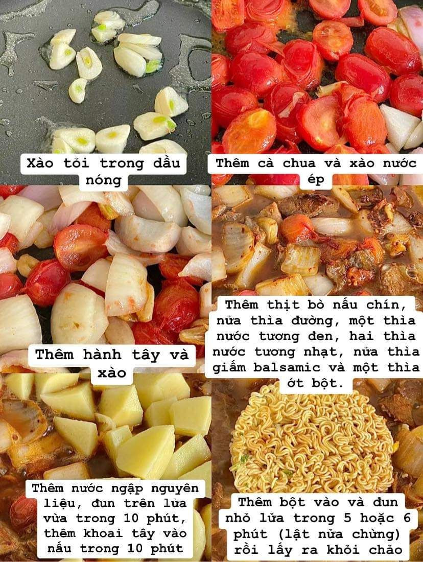 Mì tôm xào bò khoai tây đậm đà ngon miệng