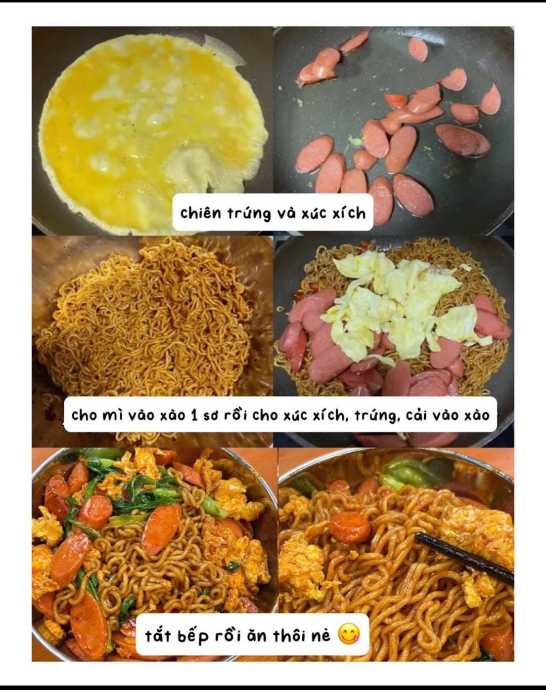 Mì Xào Trứng Xúc Xích Giòn Tan Thơm Ngon