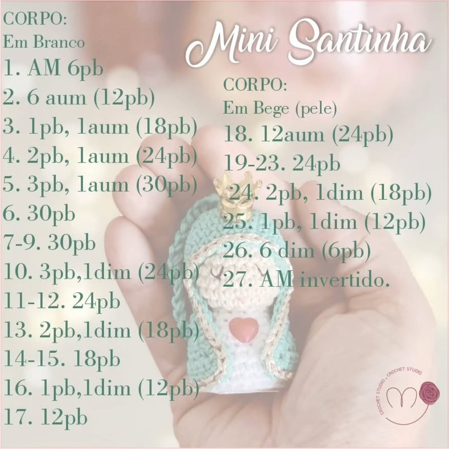 Mini Santinha com Coroa - Padrão de Crochê Grátis