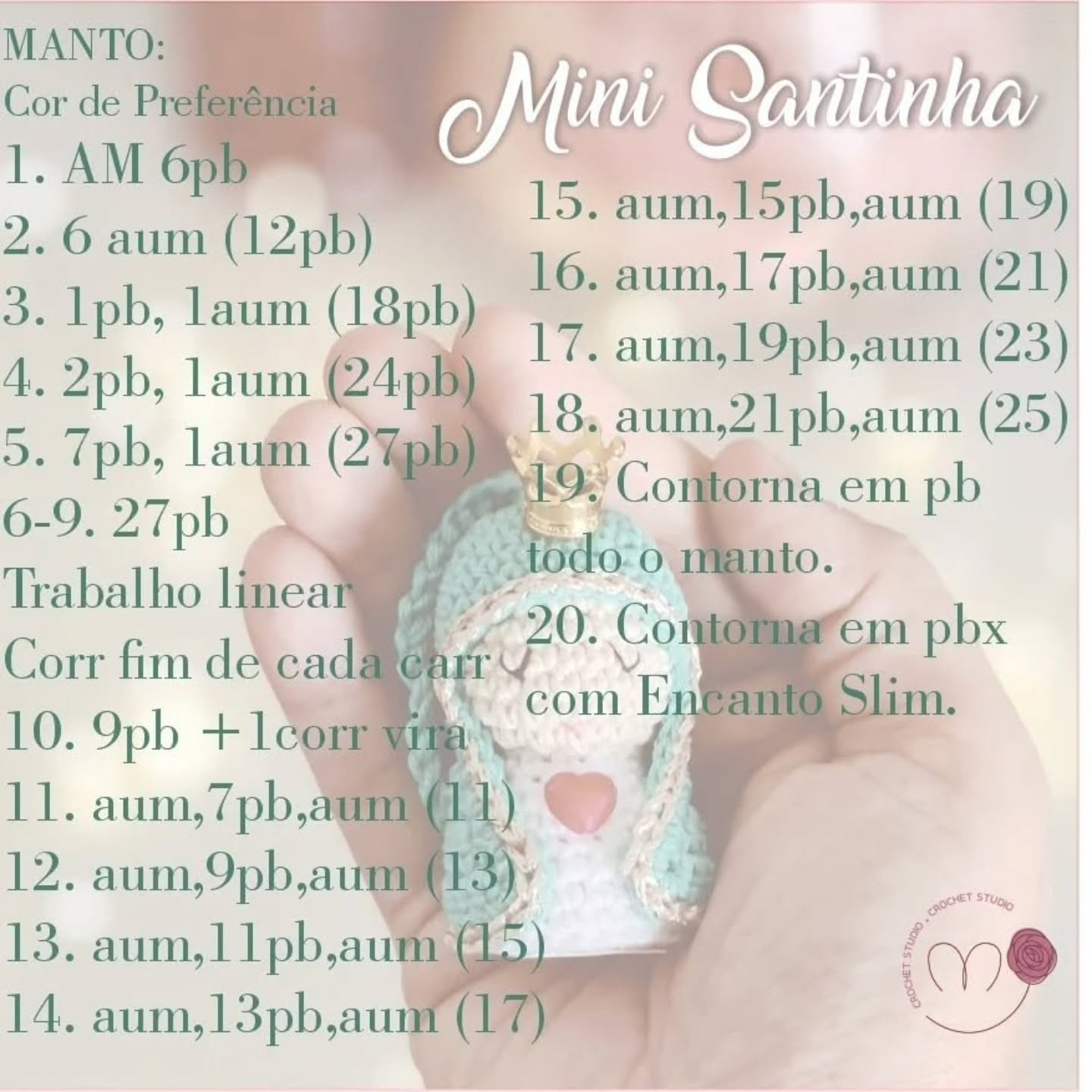 Mini Santinha com Coroa - Padrão de Crochê Grátis